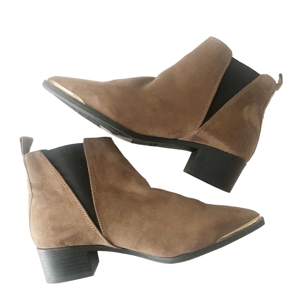 Atmosphere Womens Size 6 Brown Suede Pointed Toe Slip-On Chelsea Boots Booties